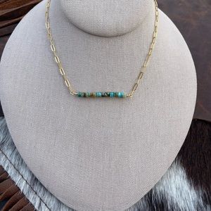 Gold turquoise bar necklace